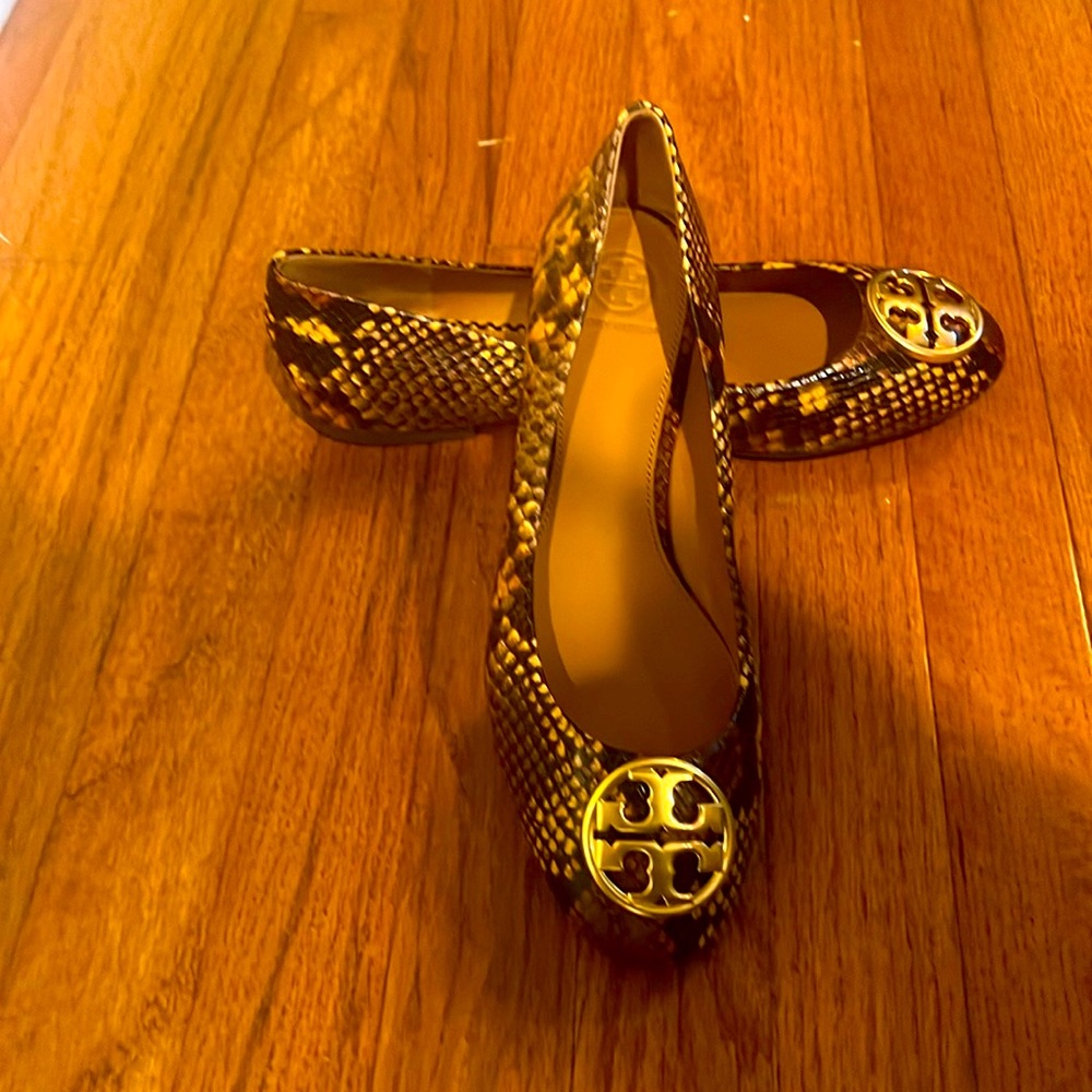 Tory Burch Chelsea Ballet Flat Stamped Snake Printed Leather